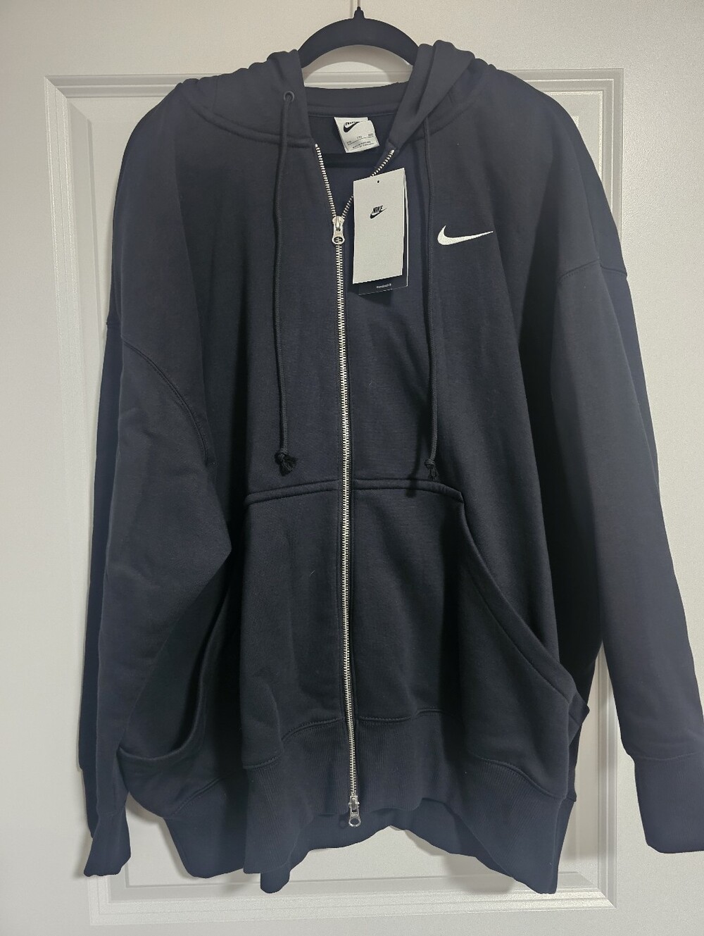 Nike Black Full-Zip Hooded Sweatshirt with White Swoosh